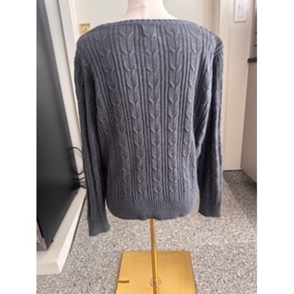 St John's Bay Womens Gray Cable Knit Crewneck Pullover Sweater‎ Size L - Picture 2 of 6